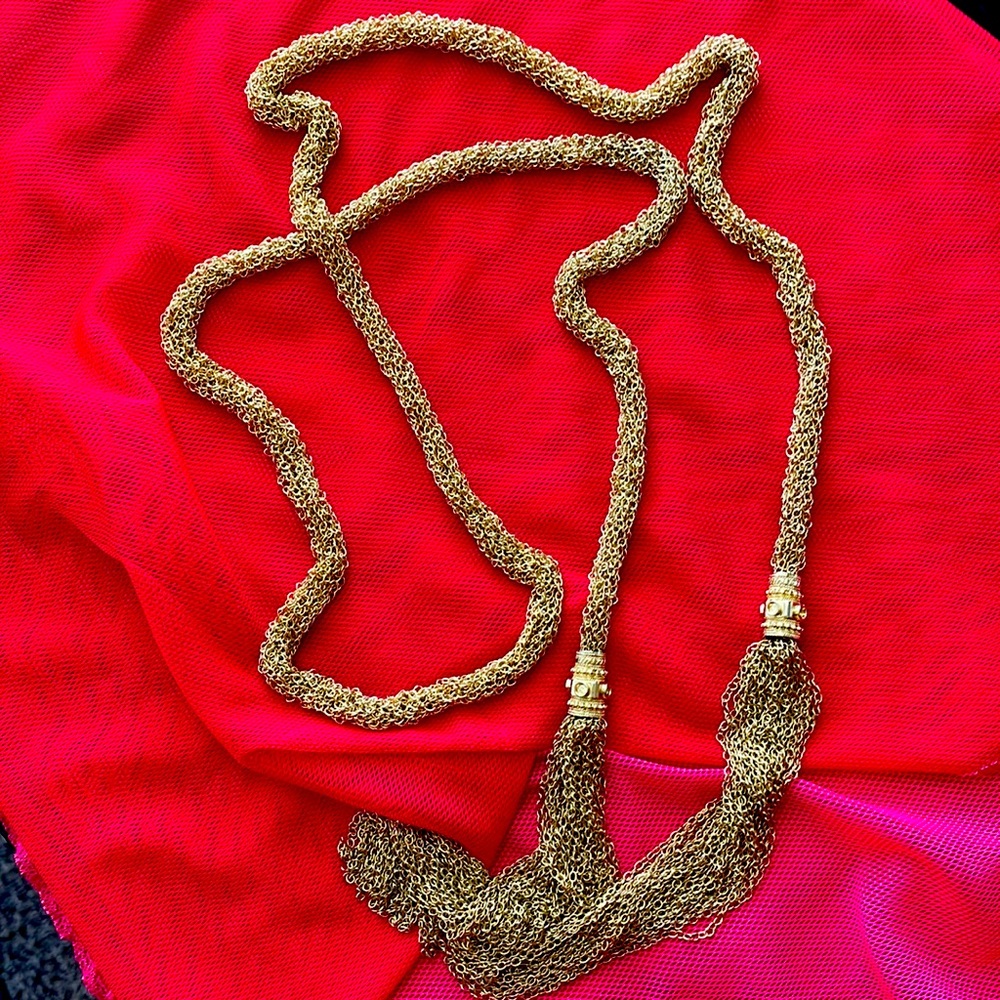 Braided long necklace
